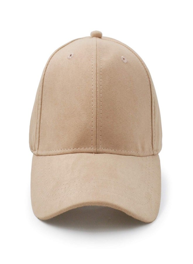 UltraKey Suede Baseball Cap, Unisex Faux Suede Leather Classic Adjustable Plain Hat Baseball Cap(Khaki) - Image 4